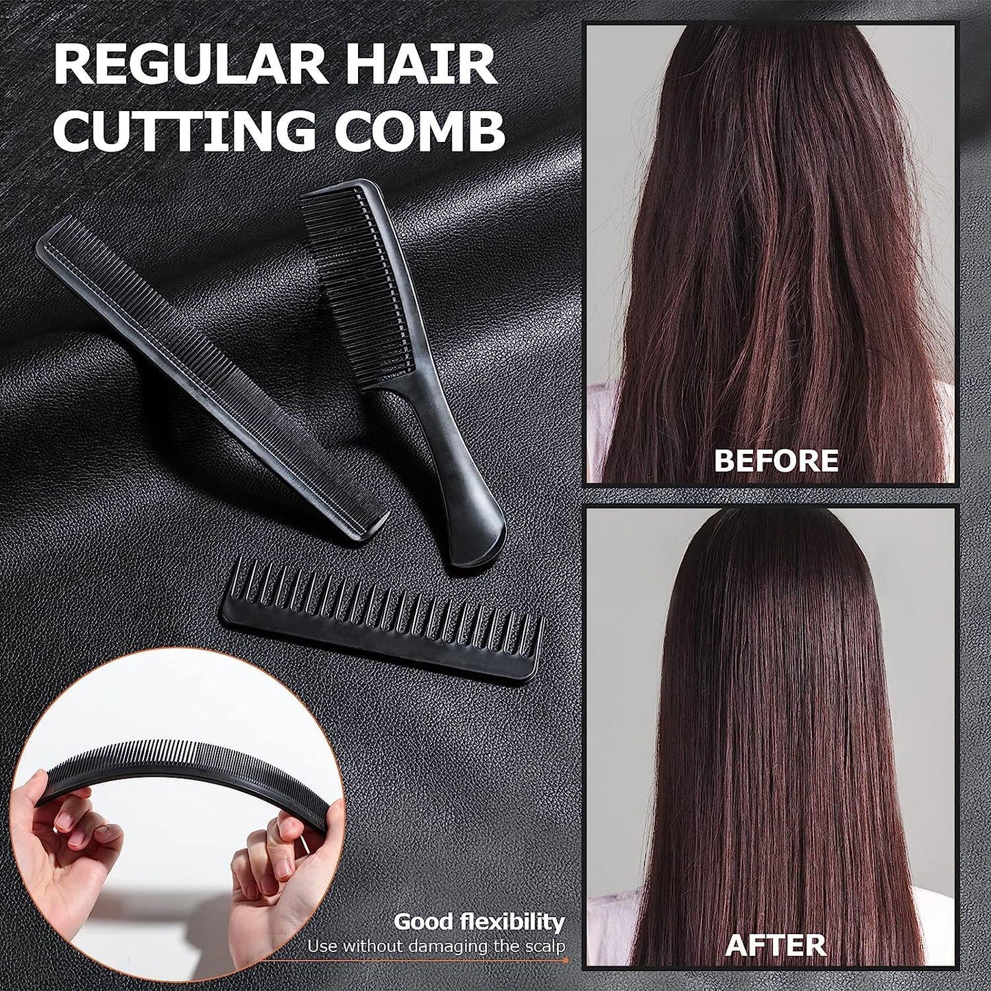 Hairdressing Combs Sets - 10 Pcs Hair Styling Comb Set Professional Black Hairdressing Brush Barbers Combs
