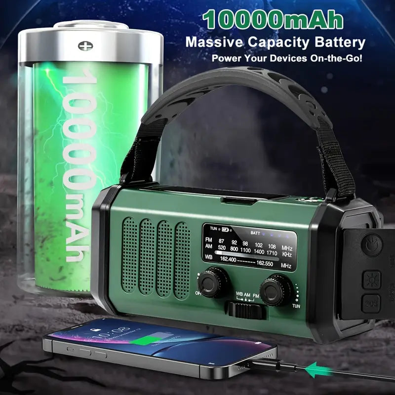 Emergency Radio with Power Bank ā 10000mAh & Flashlight