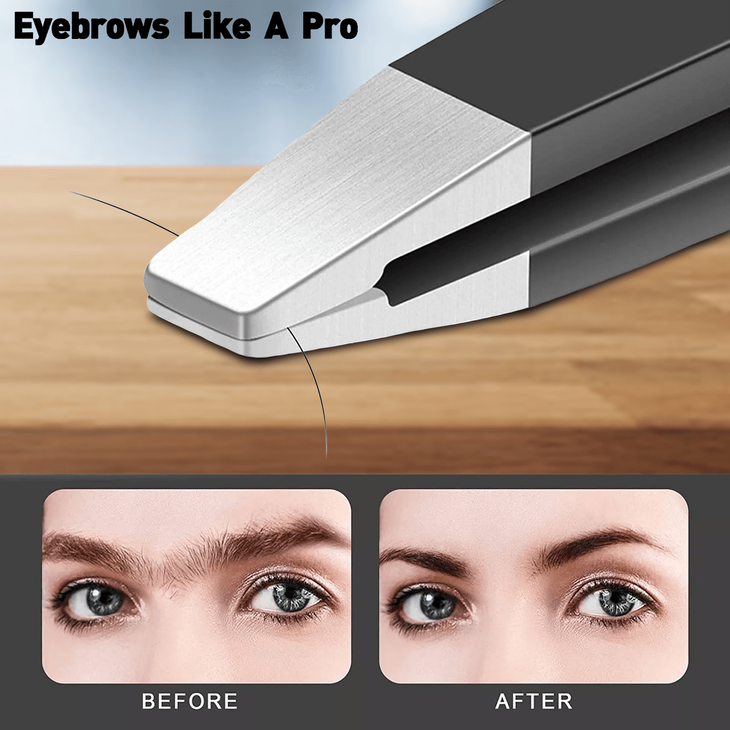 Steel Eyebrow Tweezers - Professional 4-Pieces Hair Beauty Pluckers Set
