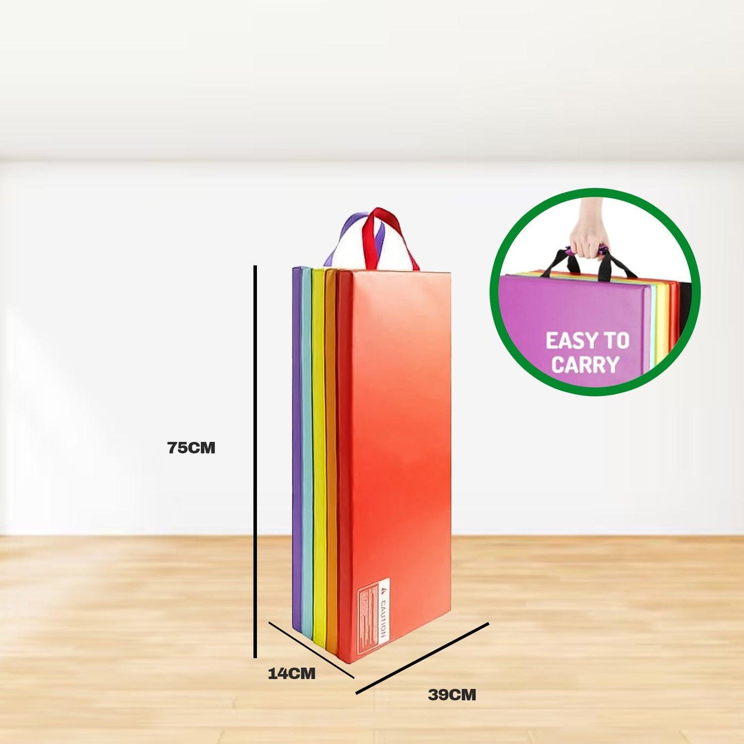 Thick Exercise Mat - 5-panel Folding Gymnastics Tumbling Mat With Carrying Handles