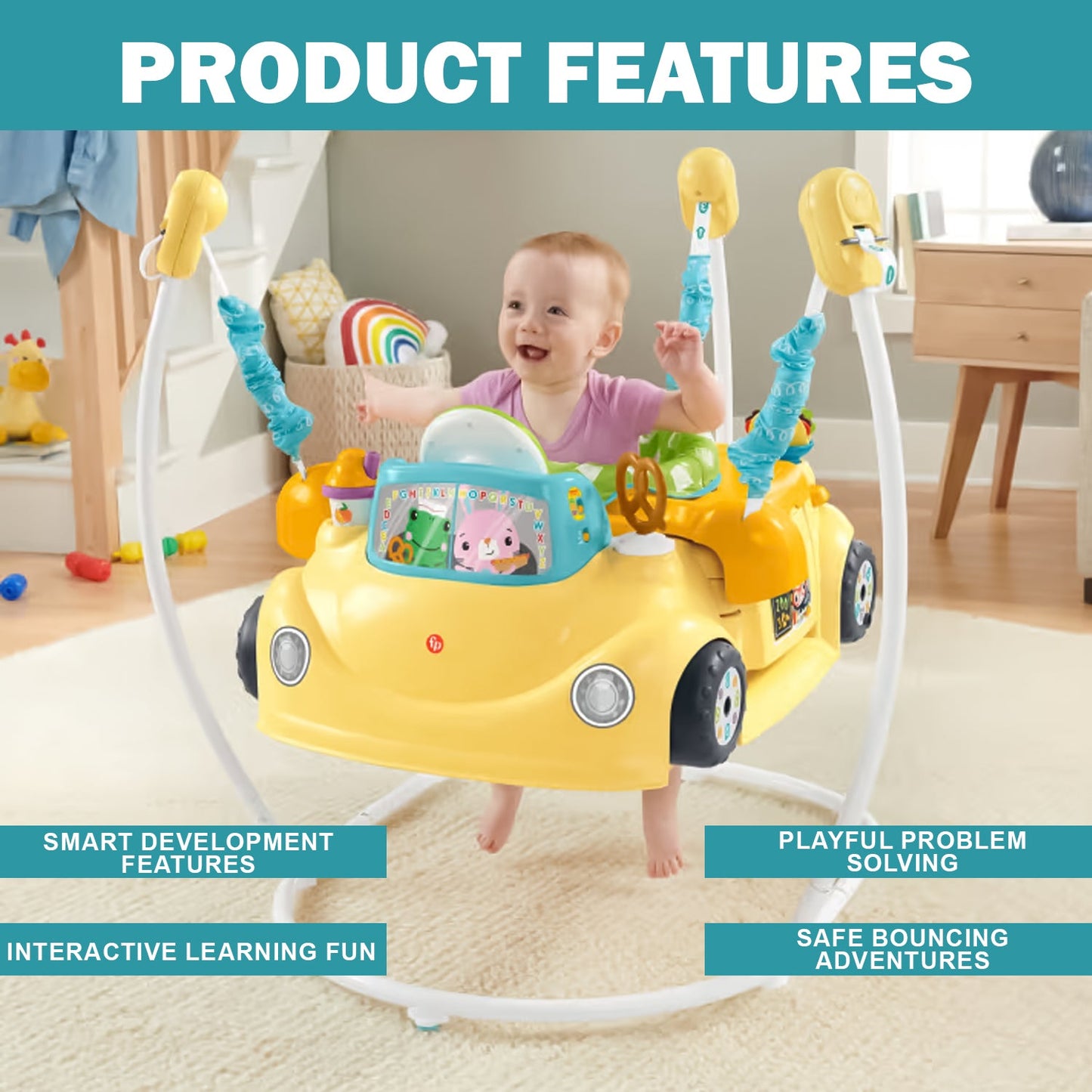 Servin Up Fun Jumperoo - Fisher 2 in 1 Activity Centre Baby Food Truck Bouncer
