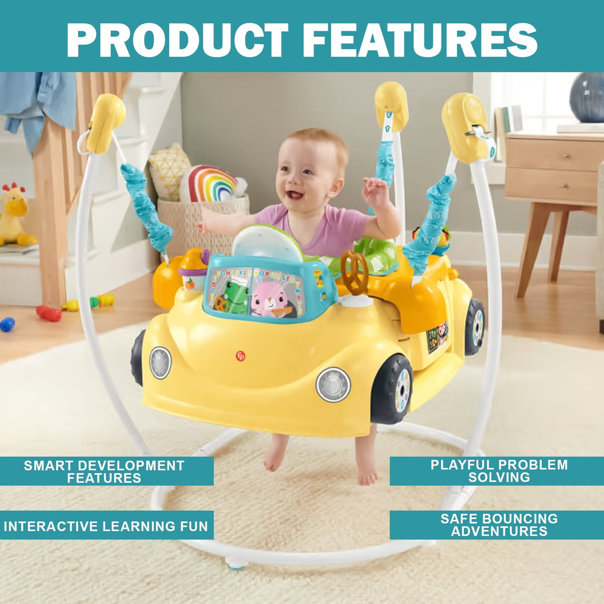 Servin Up Fun Jumperoo - Fisher 2 in 1 Activity Centre Baby Food Truck Bouncer
