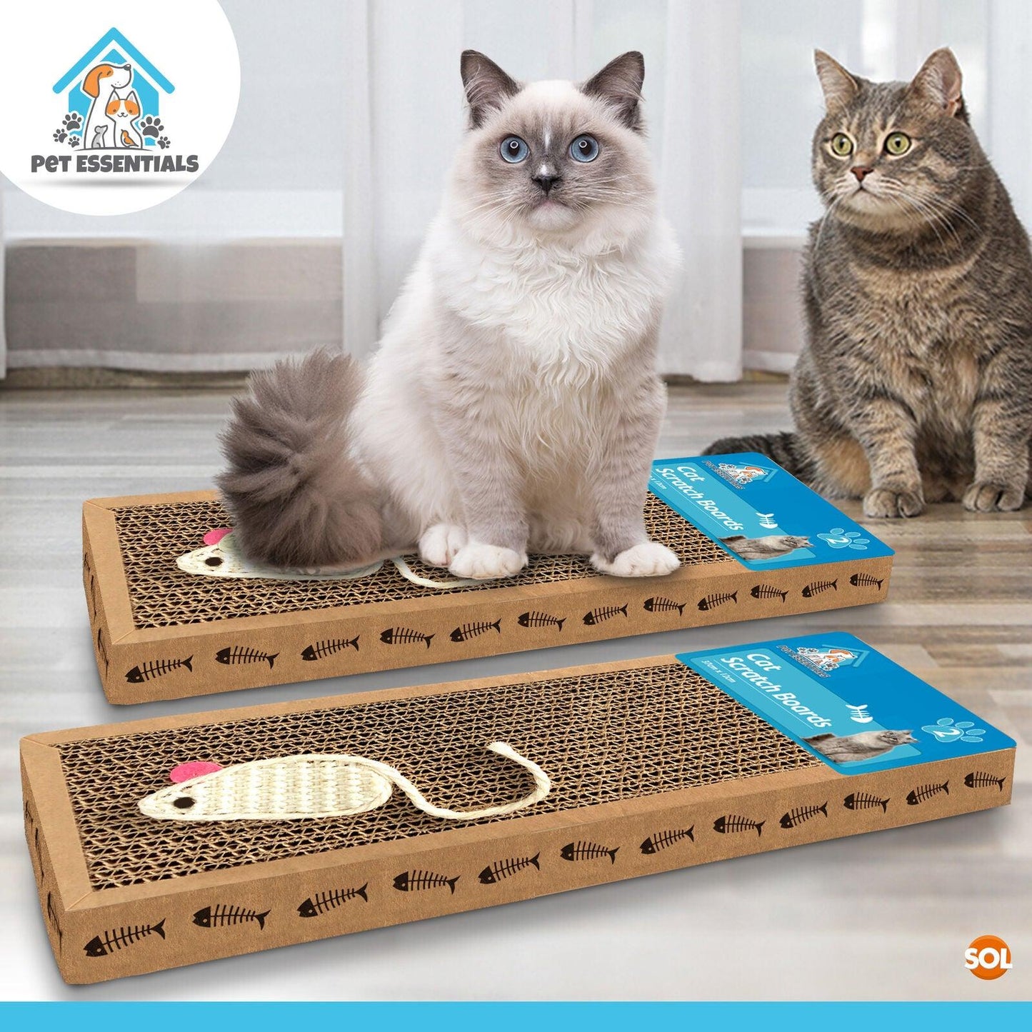 Cardboard Cat Scratchers UK - 2pk Cat Scratcher Pads | Kitten Scratching Board Mat Cardboard Bed Pet Play Toy
