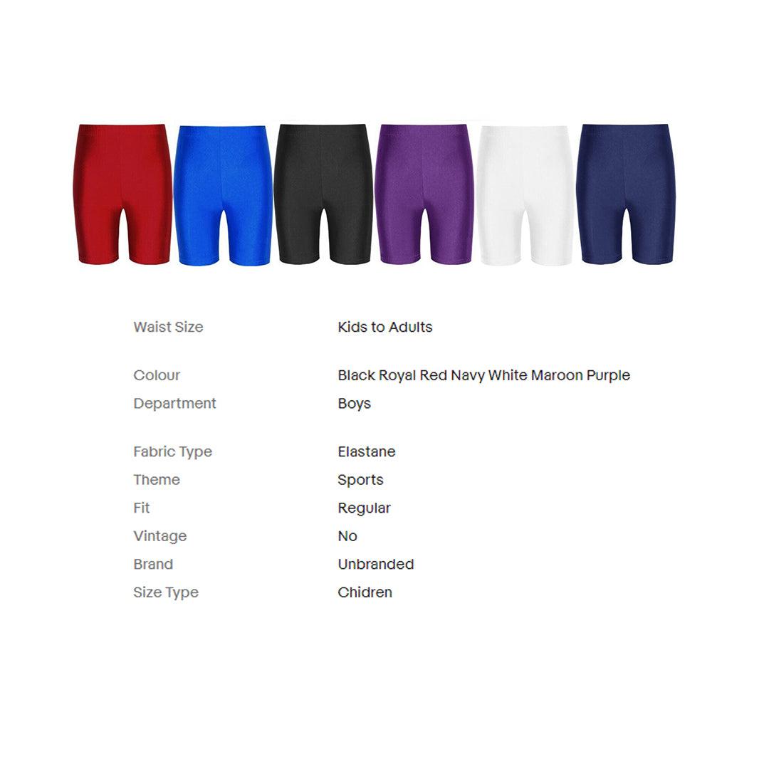 Stretch Cycling Shorts - Mens Boys Super Stretch Cycling Shorts School PE Sports Gym Running Yoga