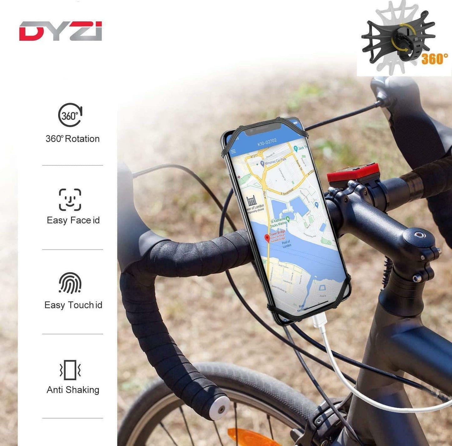 Waterproof Phone Mount for Bike - Bike Bycycle Waterproof 360° 4" to 6.5" Phone Holder Mount Detachable