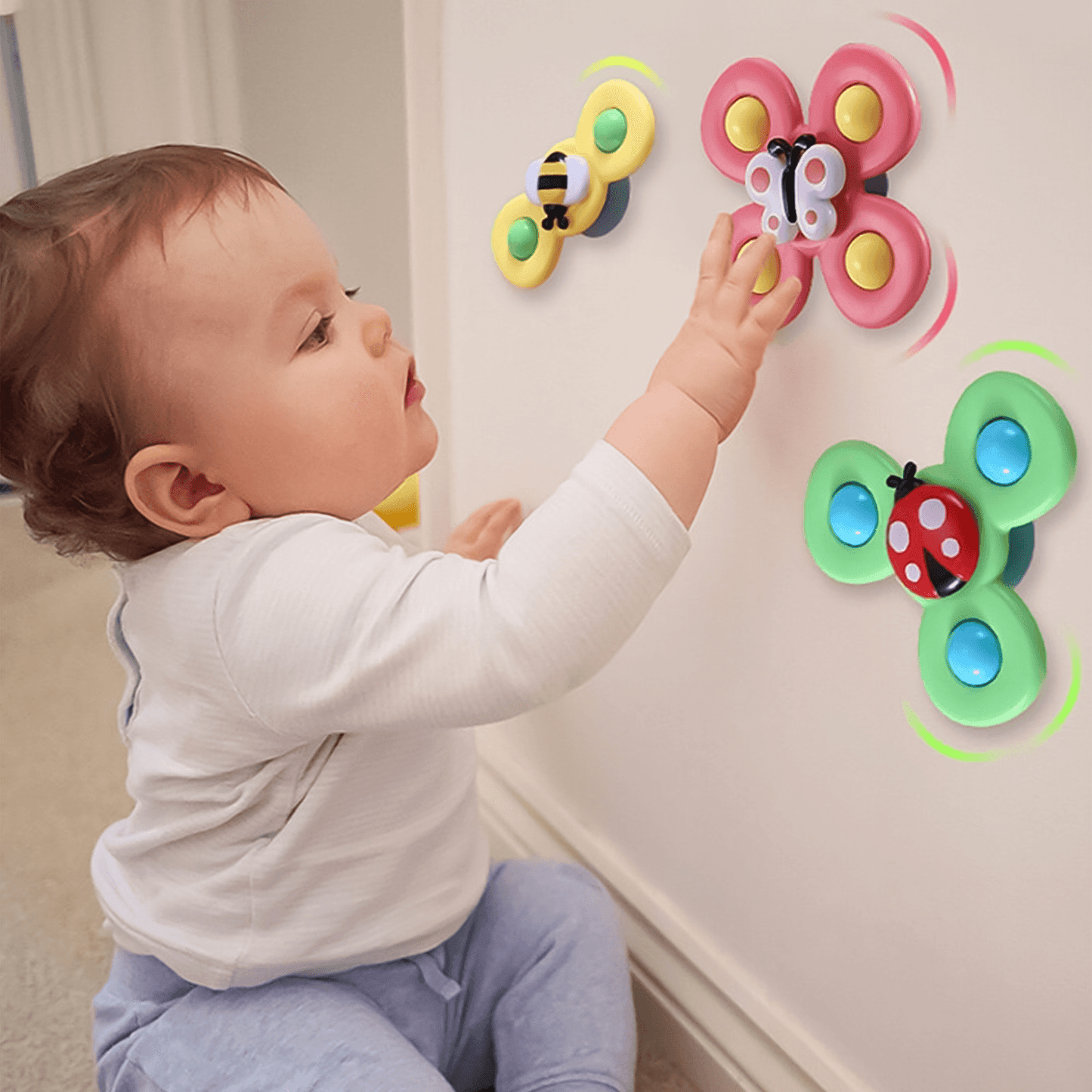 Fidget Spinner Toys - 3 Pcs Suction Cup Spinner Toys Sensory Early Education Bathtub Toy Dining Chairs Birthday Gifts Boy or Girl