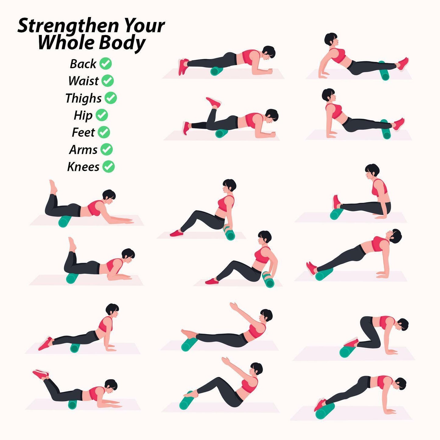 Foam Roller for Back - Foam Fitness Roller Deep Tissue Gym Massage Grid Muscle Trigger Point Muscles