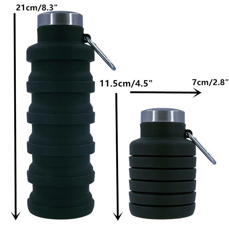 Best Collapsible Water Bottle UK - 500ml Collapsible Silicone Drink Bottle Foldable Water Bottle