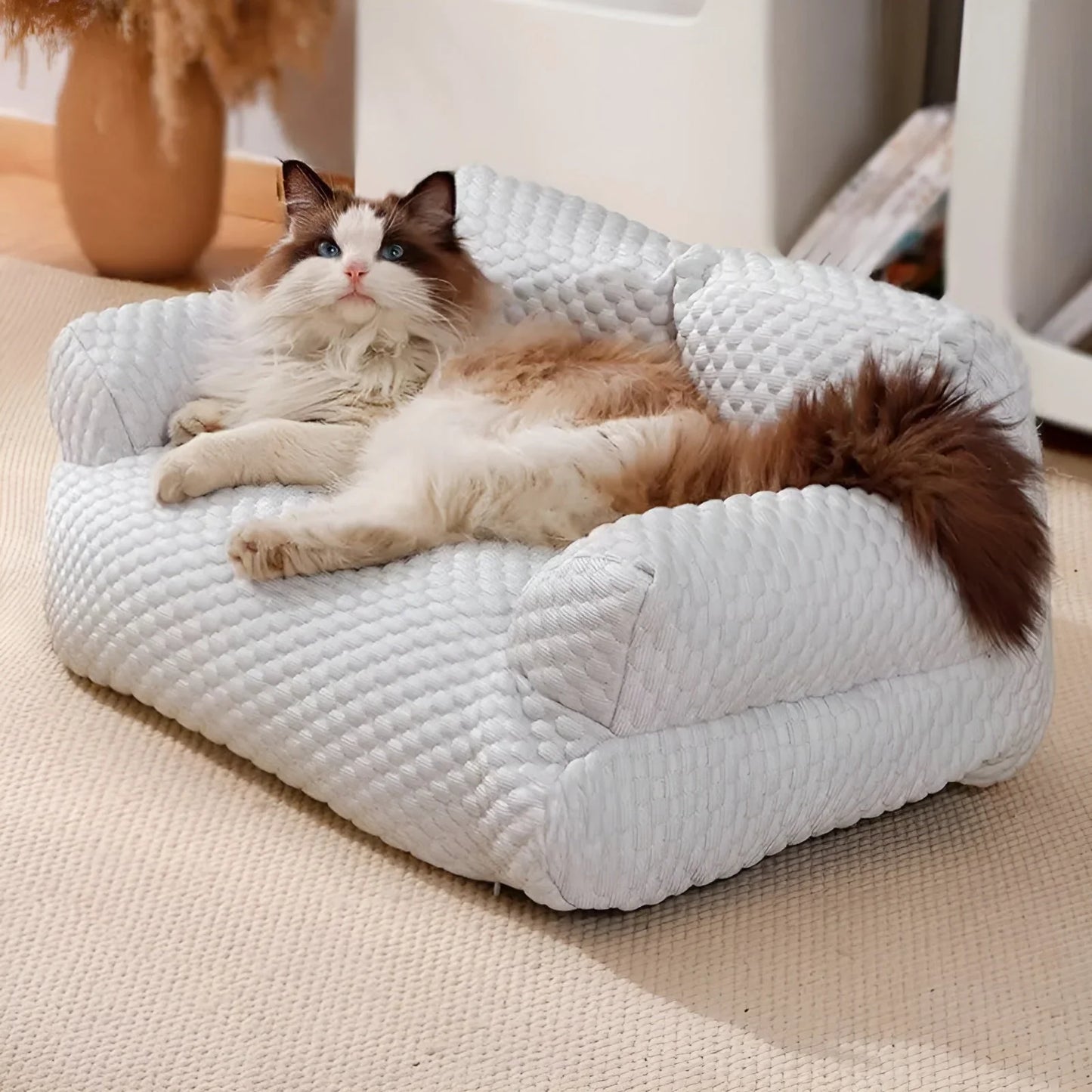 Washable Plush Cushion Bed for Pets - SnuggleNest