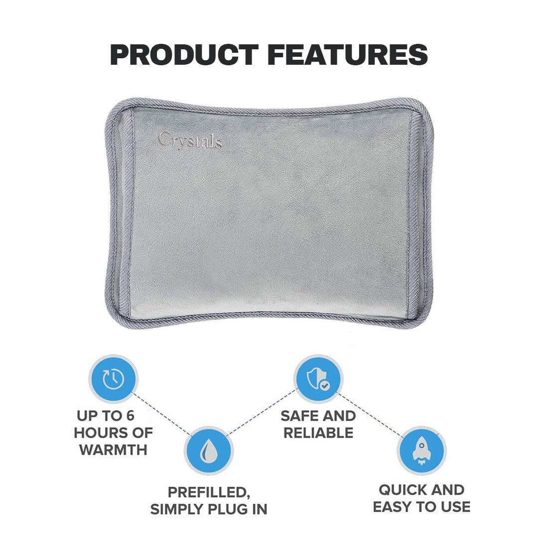Best Electronic Hand Warmer - Rechargeable Hot Water Bottle Grey Bed Hand Warmer Massaging Heat Pad