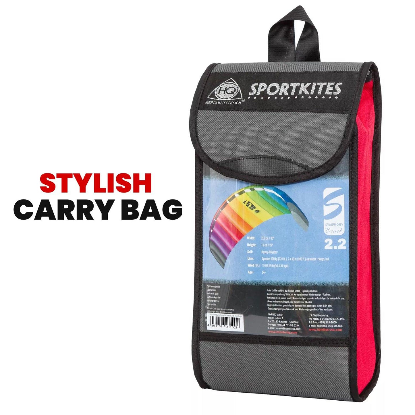 HQ Symphony Beach iii 1.3 - Rainbow Kites for the Beach Power Kites Ready to Fly Outdoor