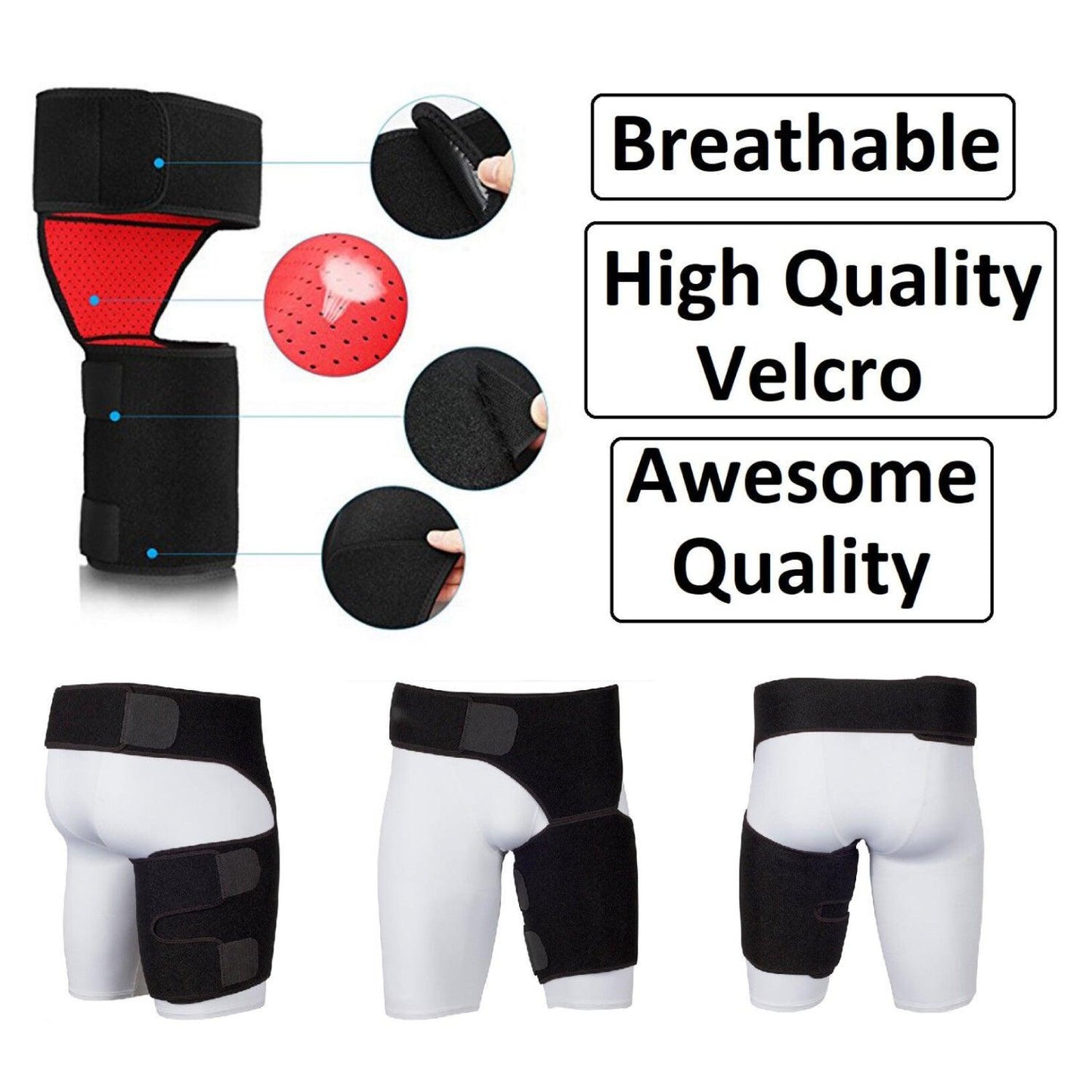 Hip Support Brace - Adjustable Thigh Hip Brace Compression Groin Support Wrap for Sciatica Pain Relief