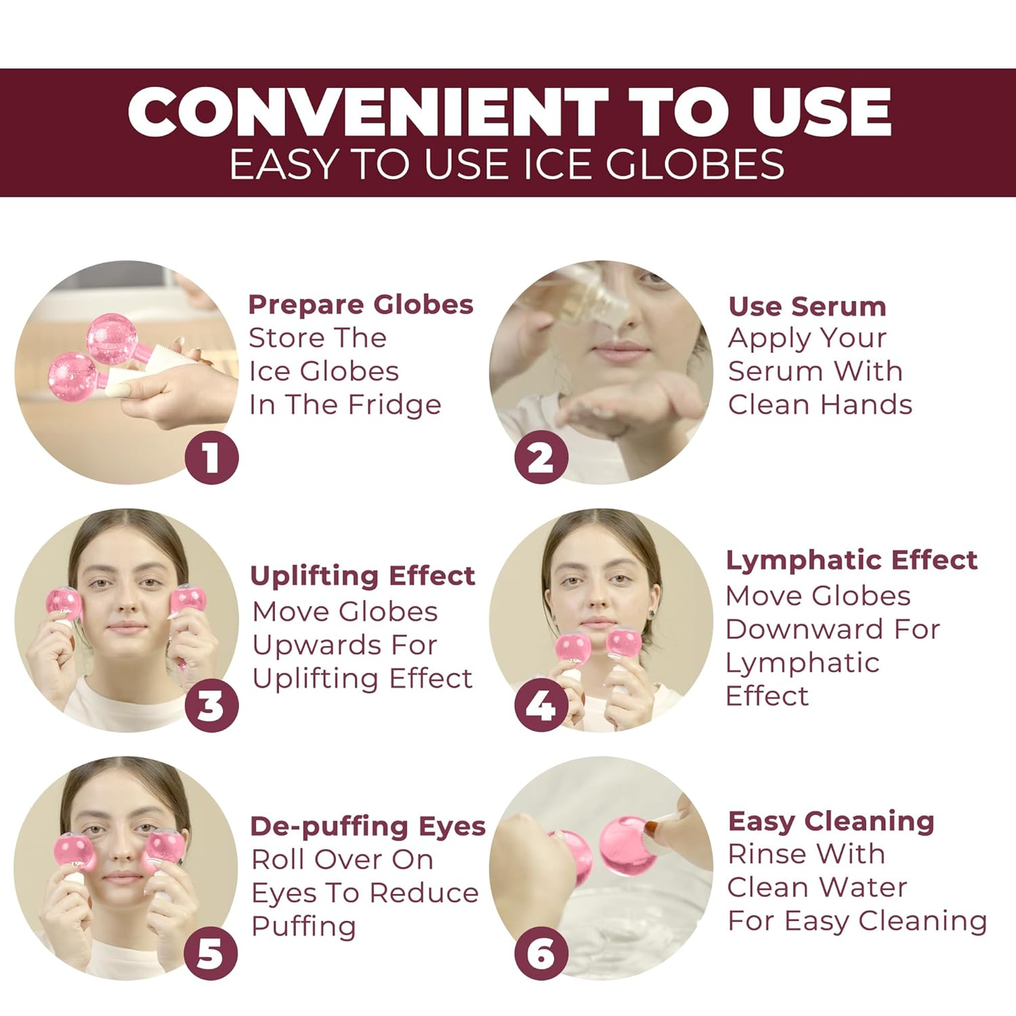 Facial Ice Globes – Cold Face Roller Massage Tool For Skincare Puffiness Treatment Eyes