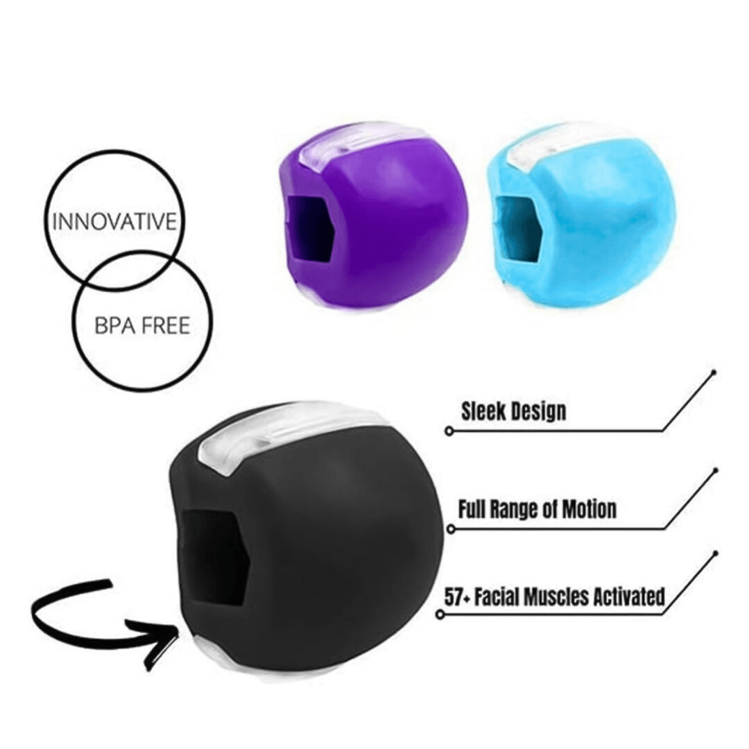 Jawline Exercise Ball - Jaw Exerciser 3 Pack with 3 Strengths Jawline Toner for Men and Women with Necklace and Storage Containers
