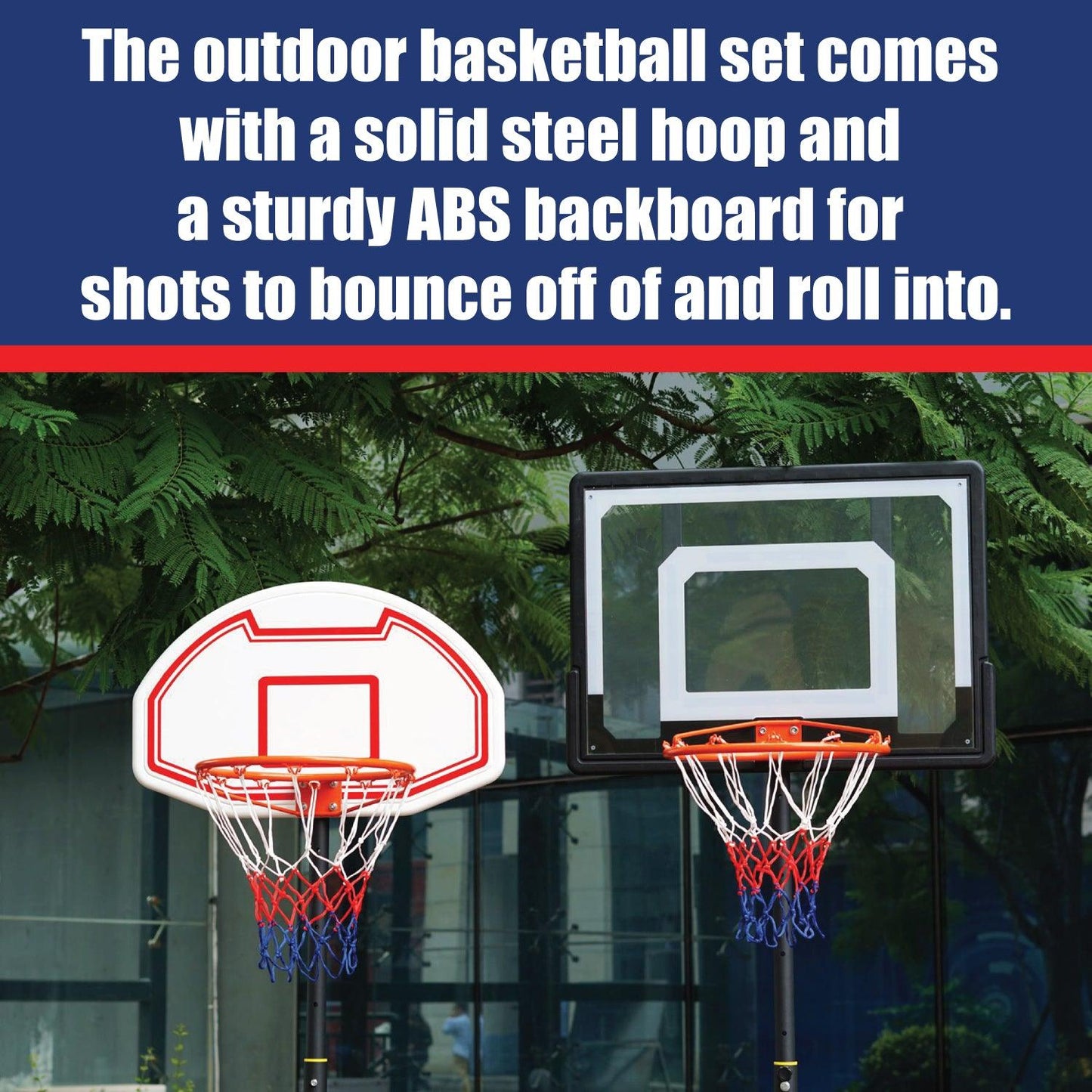 Portable Basketball Stand - Junior Height Adjustable Basketball Hoop, Free Standing Portable Basketball Stand for Kids I Hoop height adjustable 165cm to 205cm
