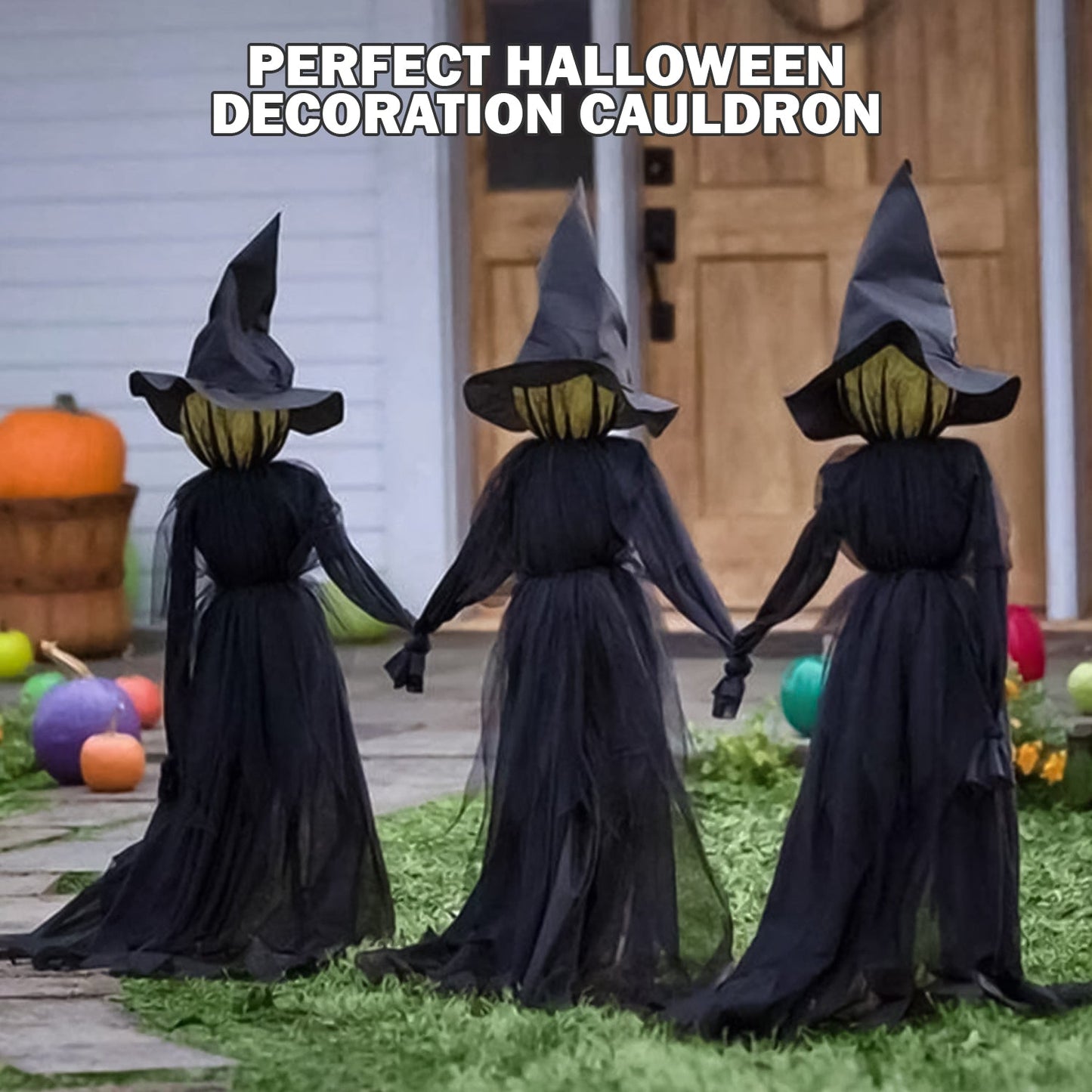 Light Up Witches – Outdoor Large Witches Cauldron on Tripod with Light Yard