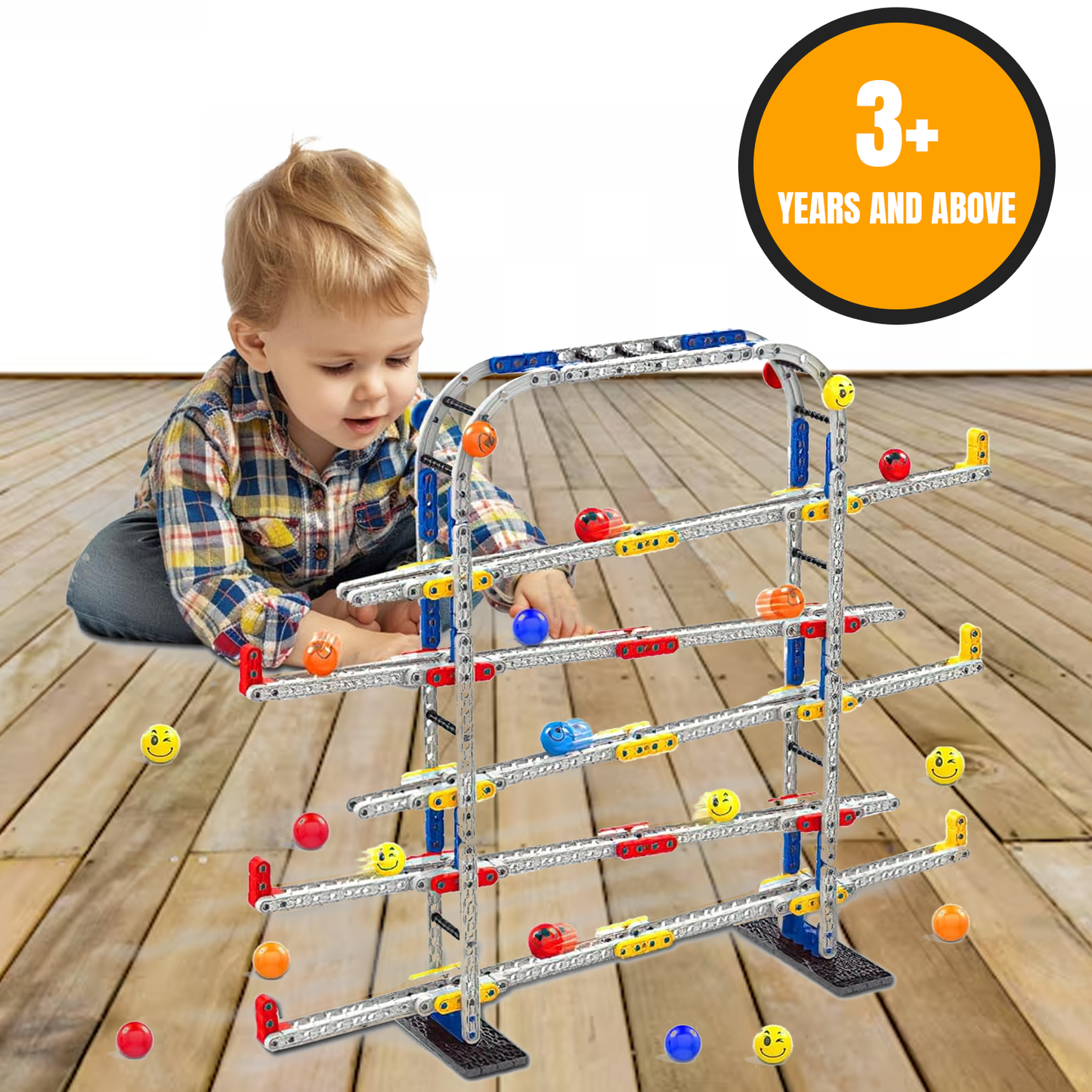 Marble Run Race Track – Kids 453 PCs Marble Run Seesaw Track Creative Building Set with Colorful Tubes