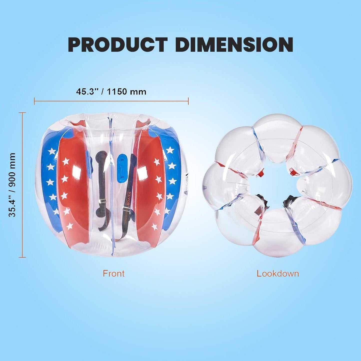 Human Hamster Ball - Inflatable Bumper Balls 2-Pack 4FT/1.2M PVC Sumo Zorb Balls for Kid & Teen