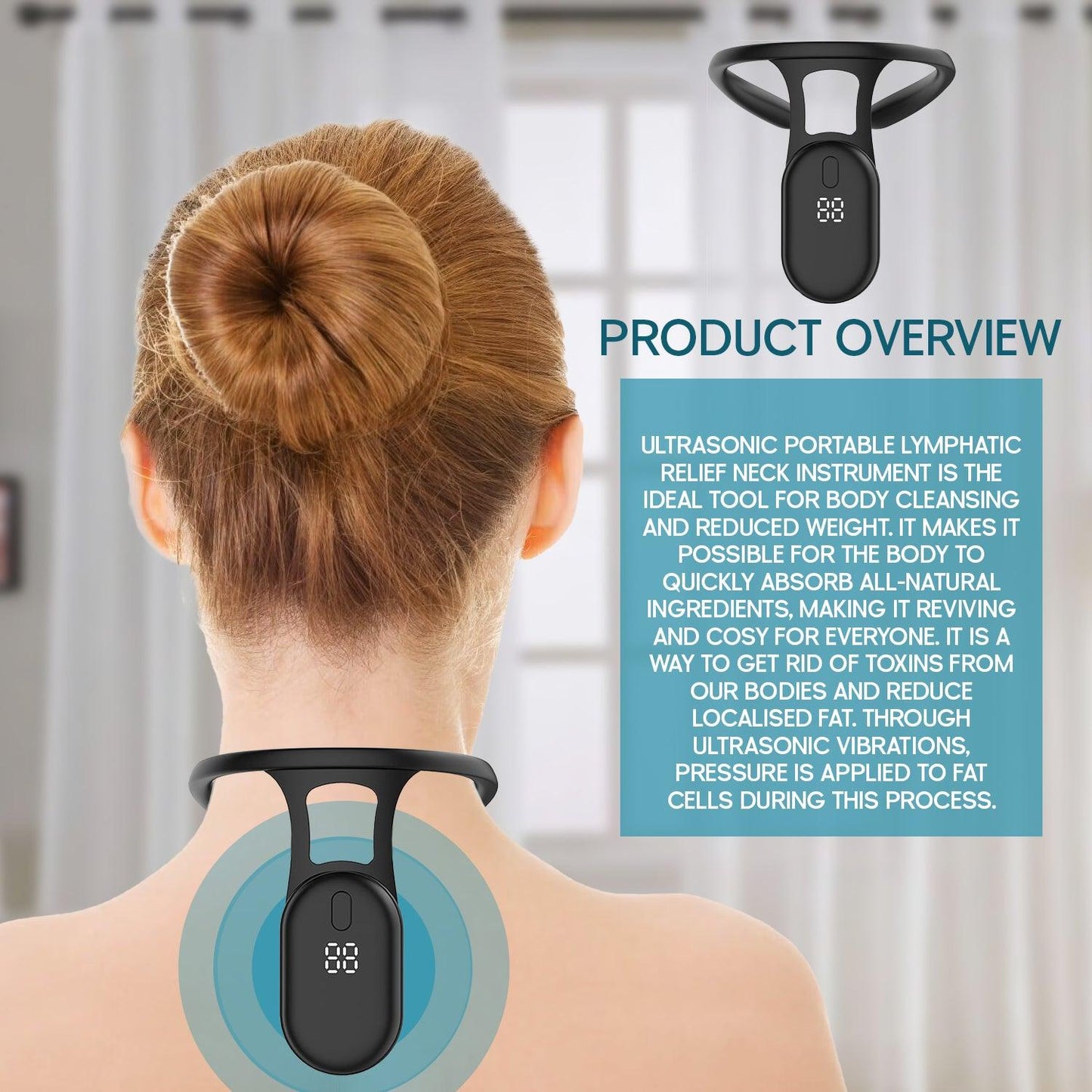 Lymphatic Neck Massager - Ultrasonic Portable Neck Instrument Intelligent Neck Hump Corrector Posture Orthotic Device