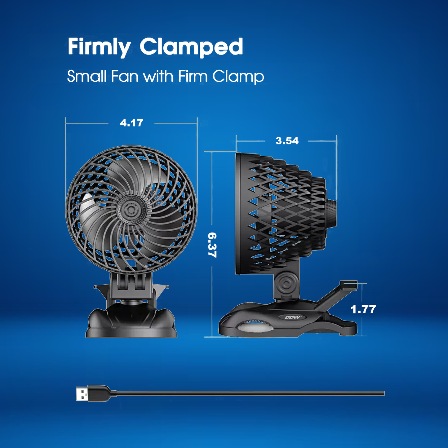 USB Desk Fan - Silent Powerful with 360°Rotatable Stepless Mini Desk Fan