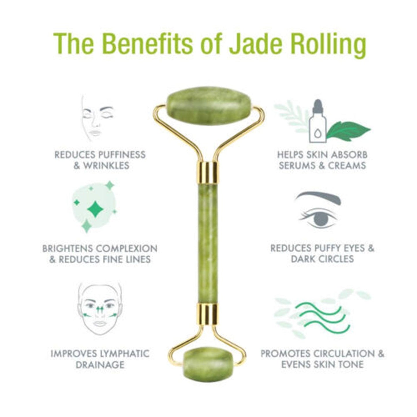 Face Massage Tool - Jade Roller Face Massager Gua sha Facial Beauty Eye Neck Body Anti Ageing Tools