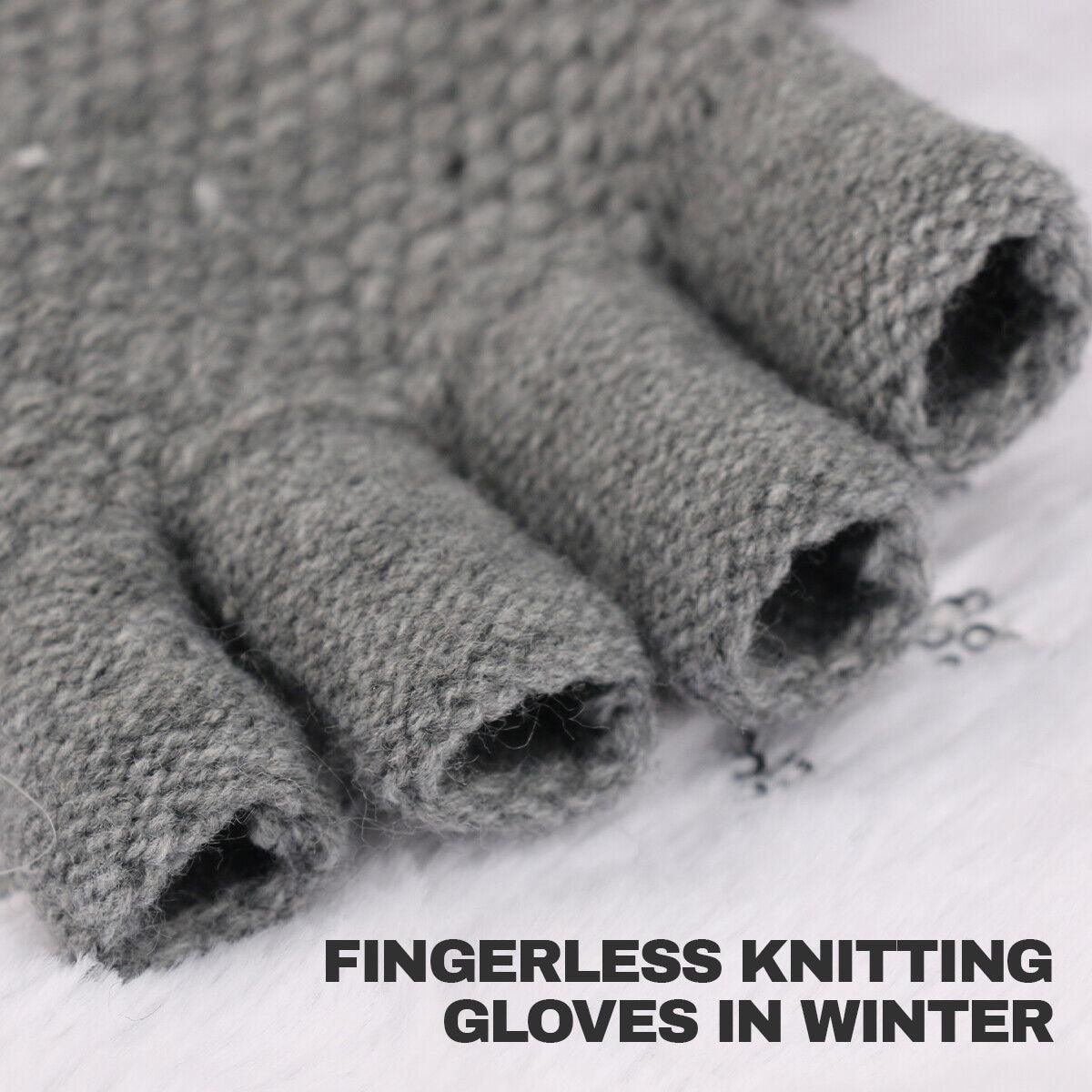 Gloves Without Fingertips - Thermal Fingerless Gloves Mens Womens Knitted Warm Winter Half Finger Mittens
