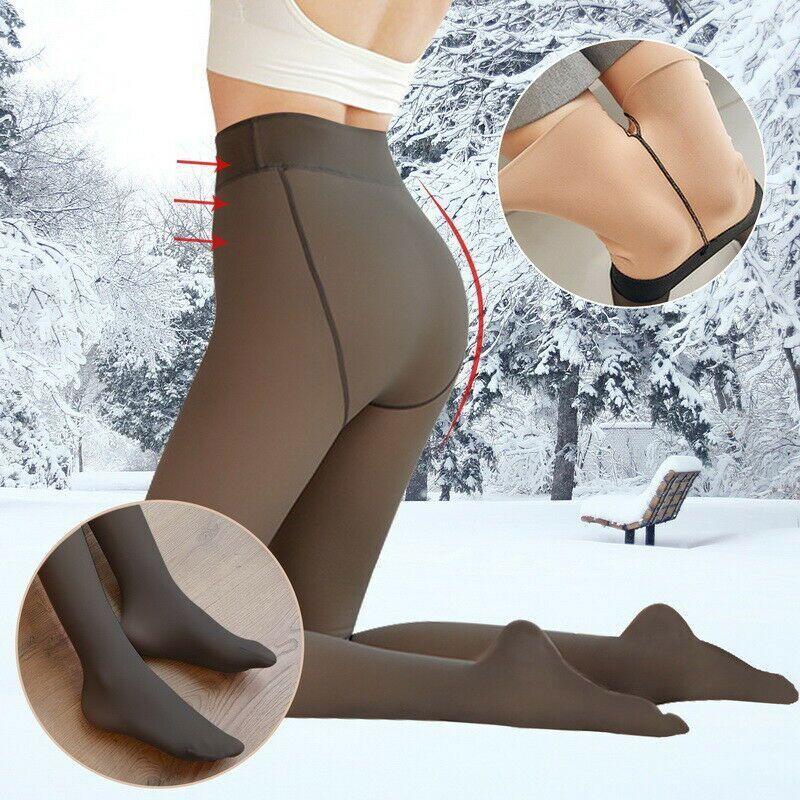 Warm Tights for Winter - Womens Thermal Lined Translucent Pantyhose Fleece Tights Stockings