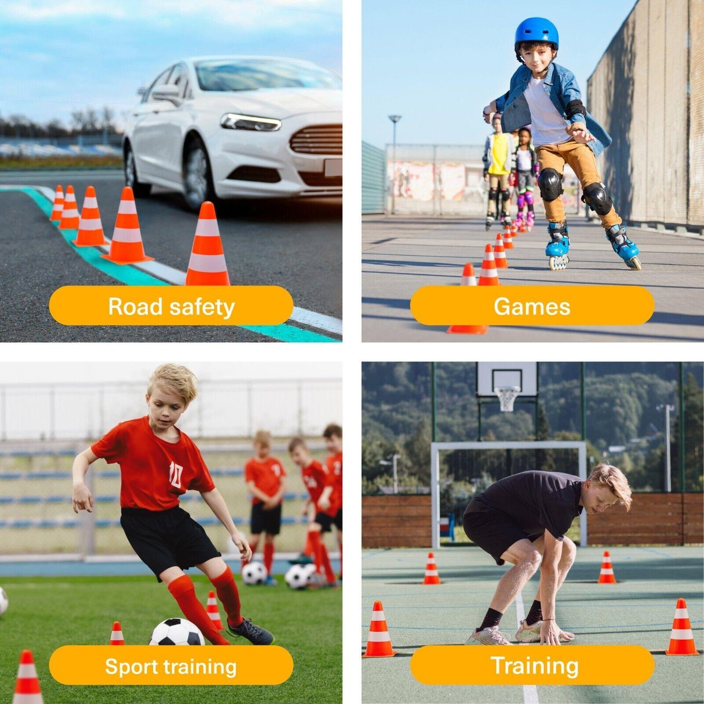 Training Cones Football - 12pcs Orange & White Training Cones Markers Agility Sports Football Soccer
