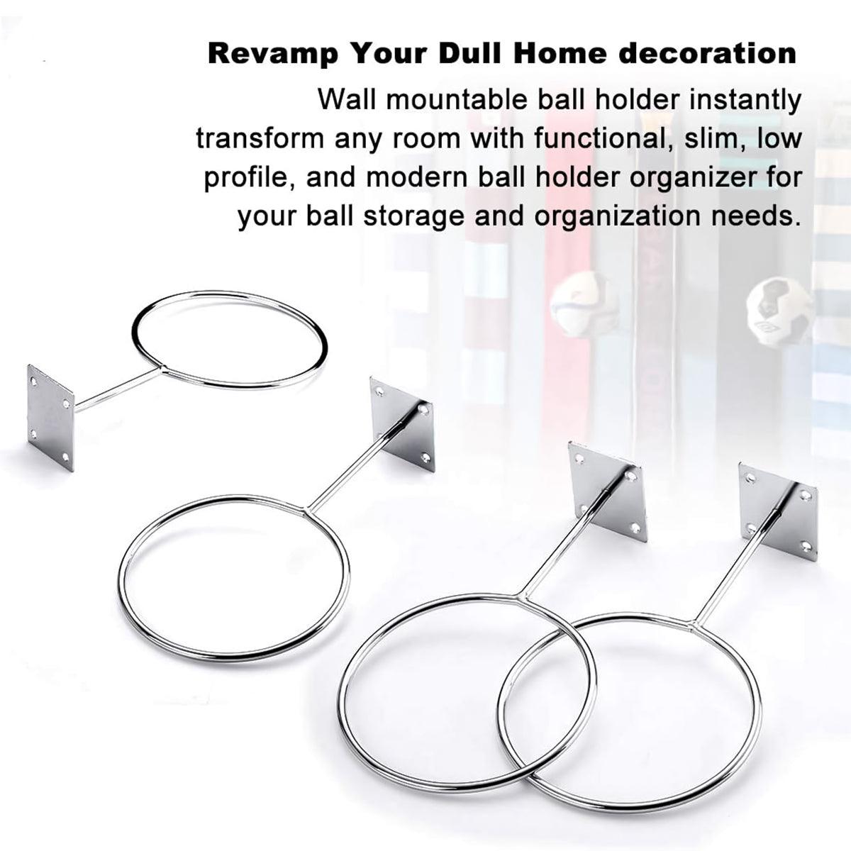 Ball Holder for Wall - 4X Wall Mount Ball Holder Football Storage Rack Basketball Display Sport