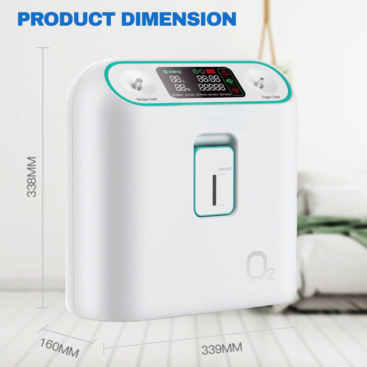Home Air Purification - 2-9L/min Oxygen purifier Machine Atomization Function High Purity Flow Rate 93%