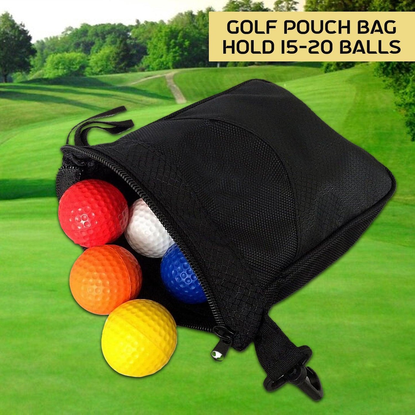Golf Ball Bag - Multi-pocket Golf Ball Storage Pouch Bag Clip Valuable Golf Tee Pouch Bag Holder
