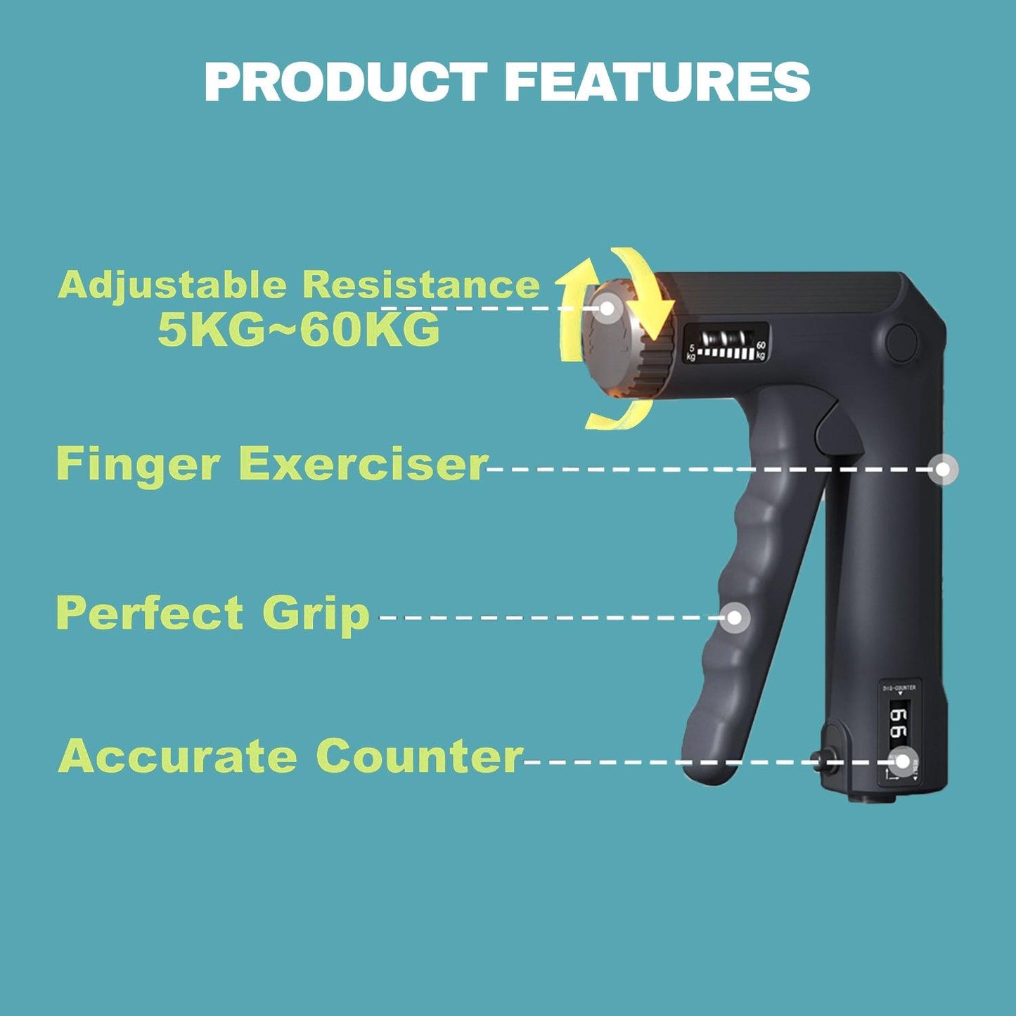 Grip Hand Strengthener - Handgrip Strengthener Exerciser Forearm Exerciser With Adjustable Resistance