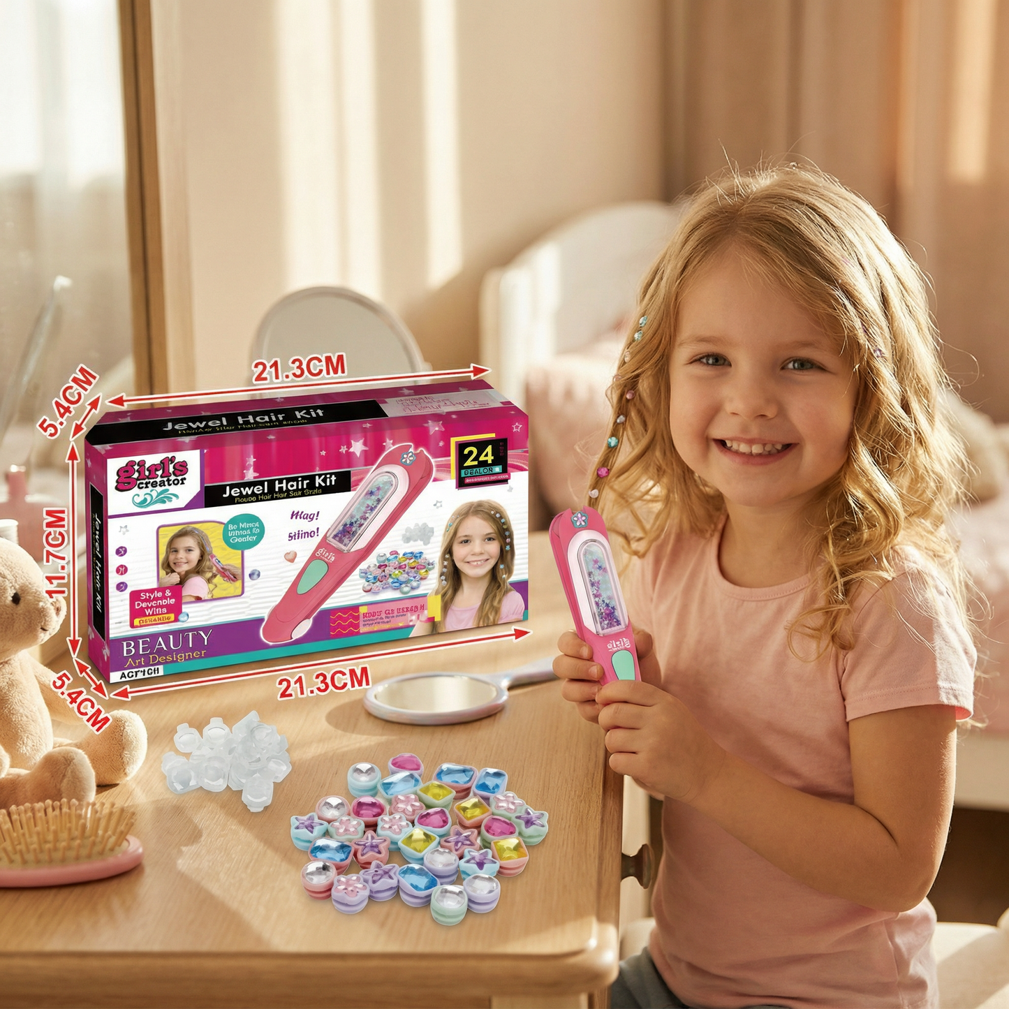 Kids Hair Gem Styling Kit β Hair Gem Stamper with Reusable Sparkling Gems