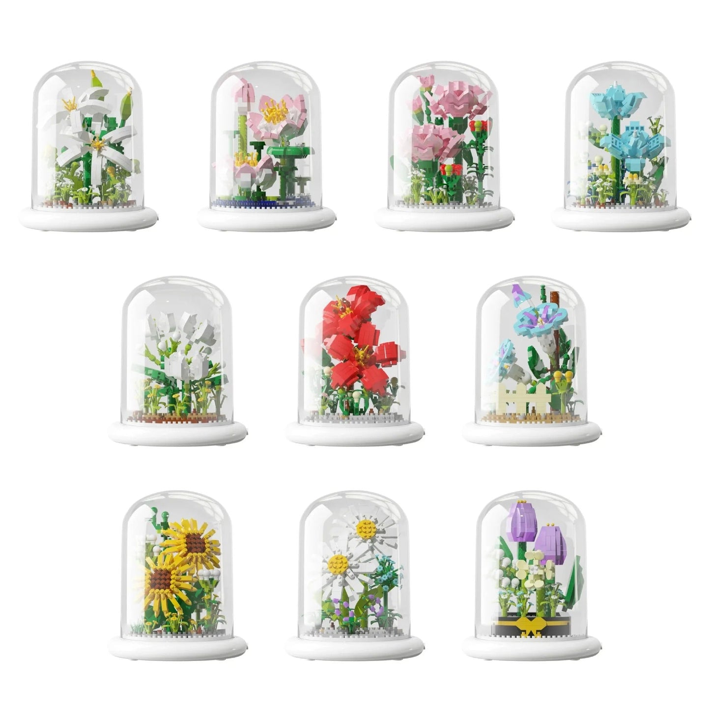 Elegant building block flower in a glass