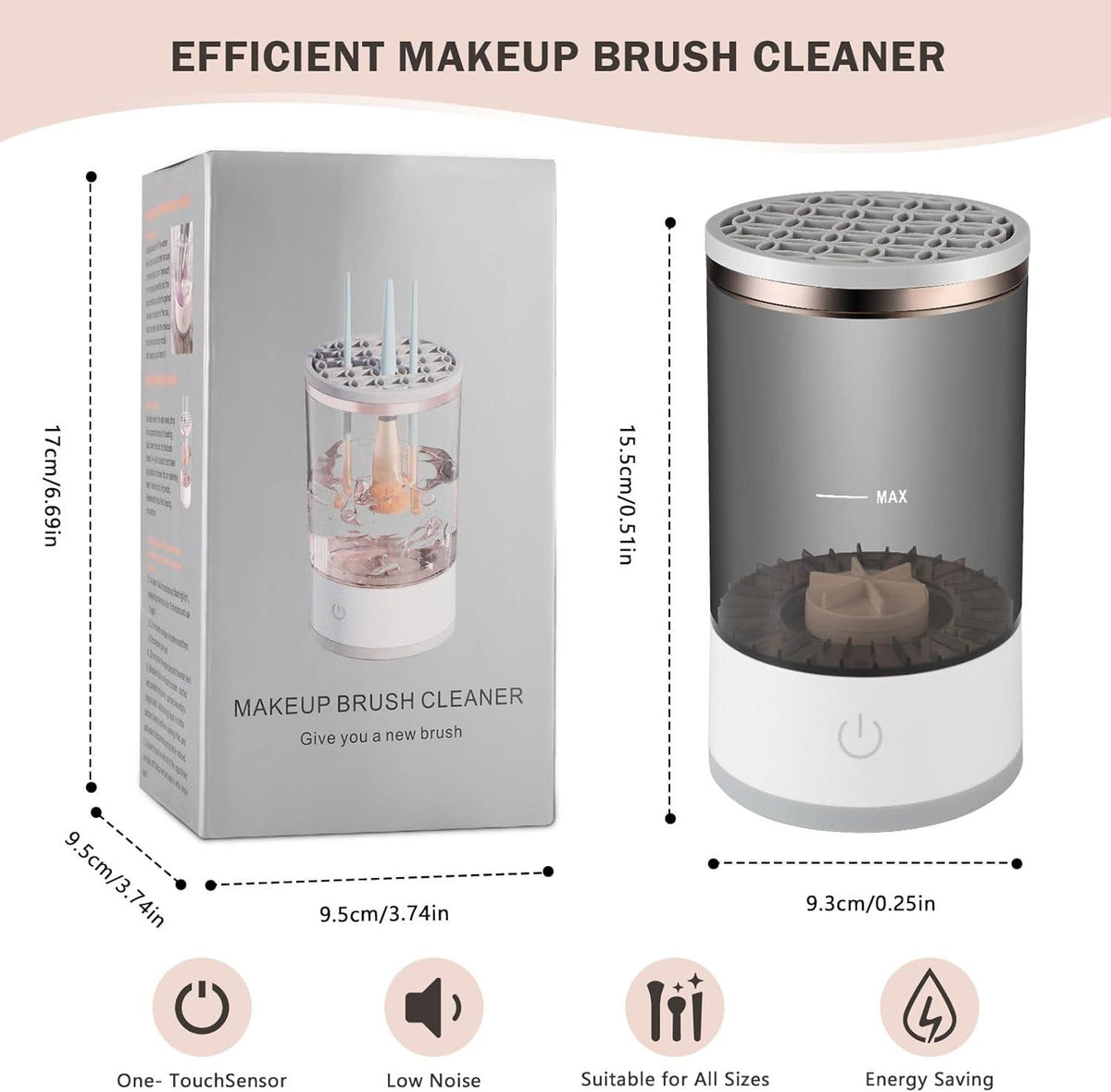 Makeup Brush Cleaner Machine - Automatic Fast Electric Brush Cleaning Holder Dryer