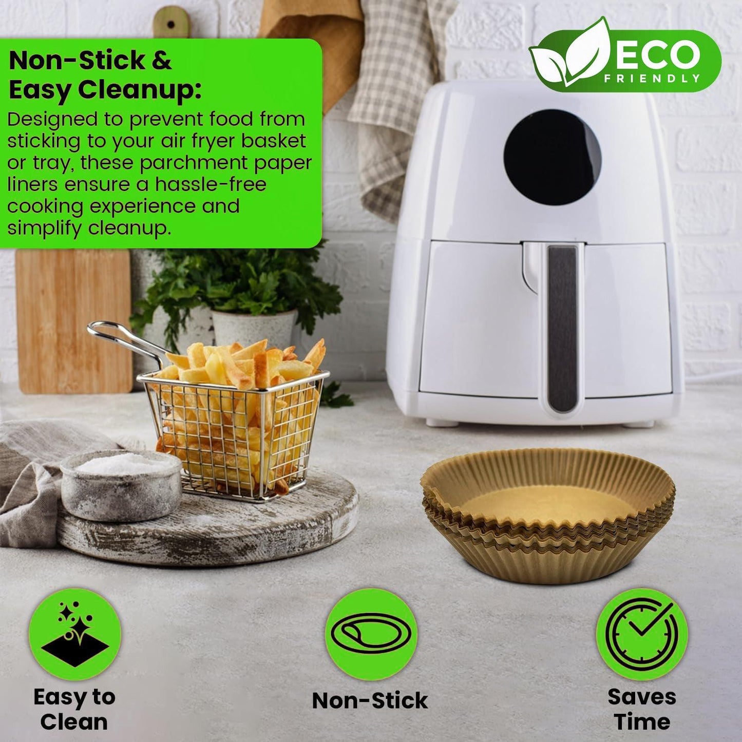 Air Fryer Disposable Paper Liner - 100pcs Non-stick Baking Steamer Paper Liner Parchment Round