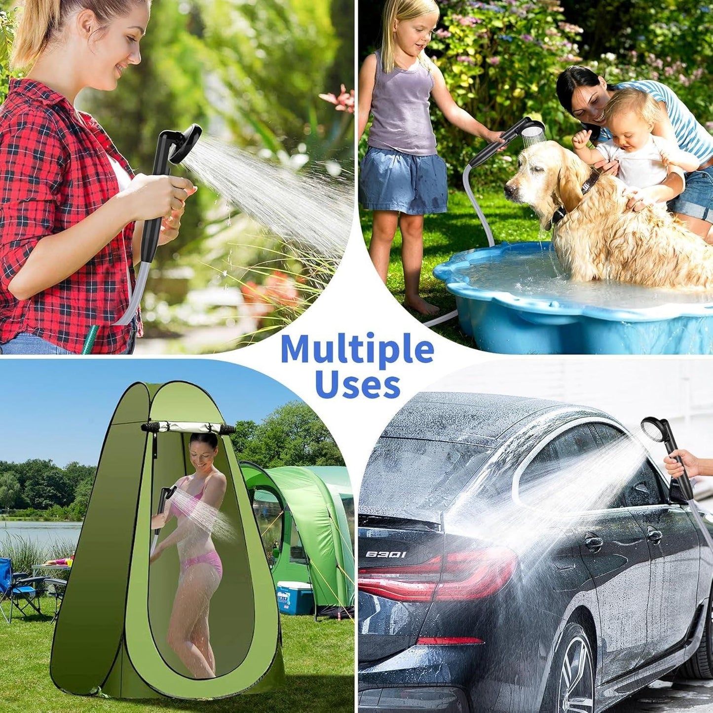 Rechargeable Camping Shower - 4000mAh Portable Electric Shower Pet Shower
