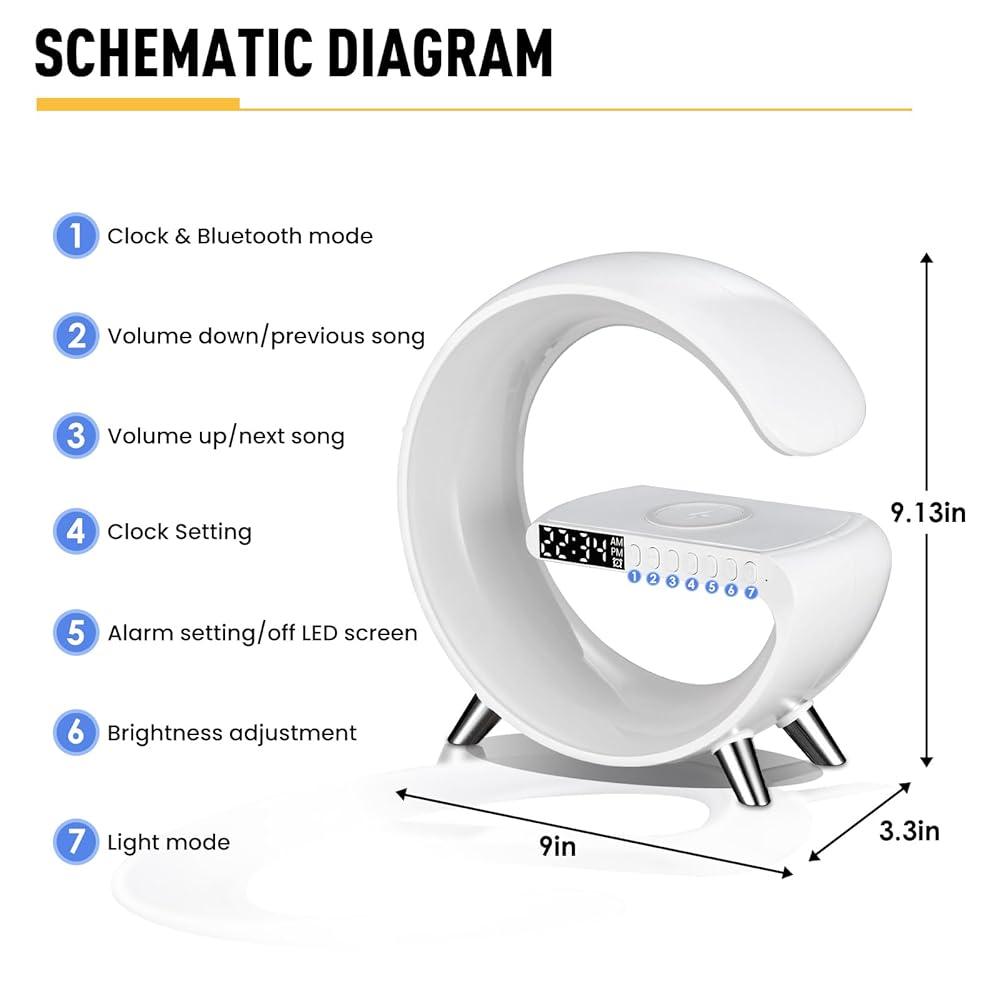Smart LED Lamp - Lamp with Smart G Bluetooth Speaker Wireless Charger RGB Alarm Clock Night Light