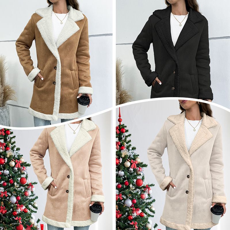 🧥Women’s Mid-length Button-down Lapel Collar Coat with Sherpa Lining