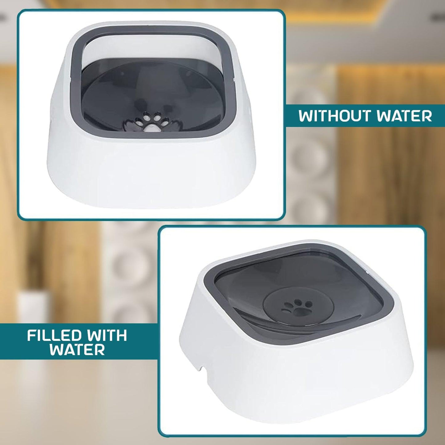 Non Spill Dog Water Bowls - 35oz Pet Water Bowl Splash Proof Dispenser Travel Portable Non Drip