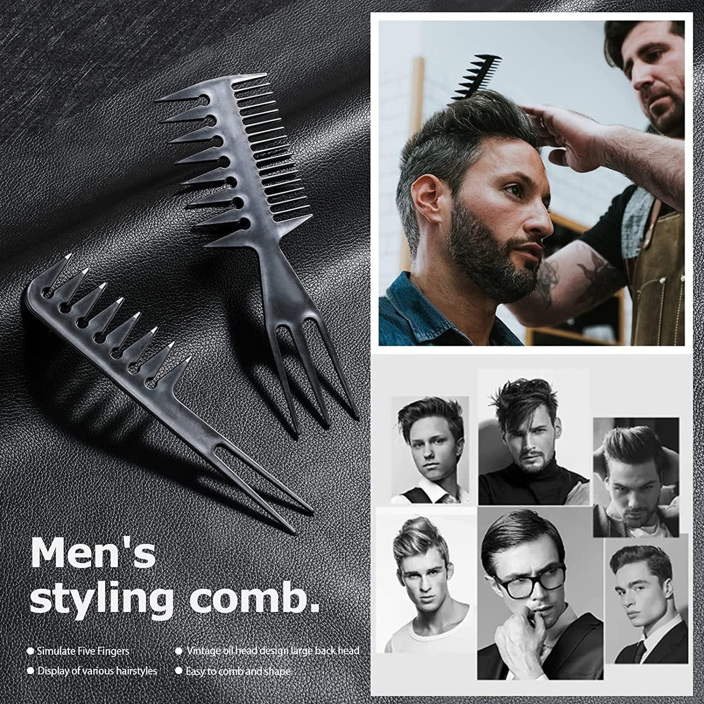 Hairdressing Combs Sets - 10 Pcs Hair Styling Comb Set Professional Black Hairdressing Brush Barbers Combs