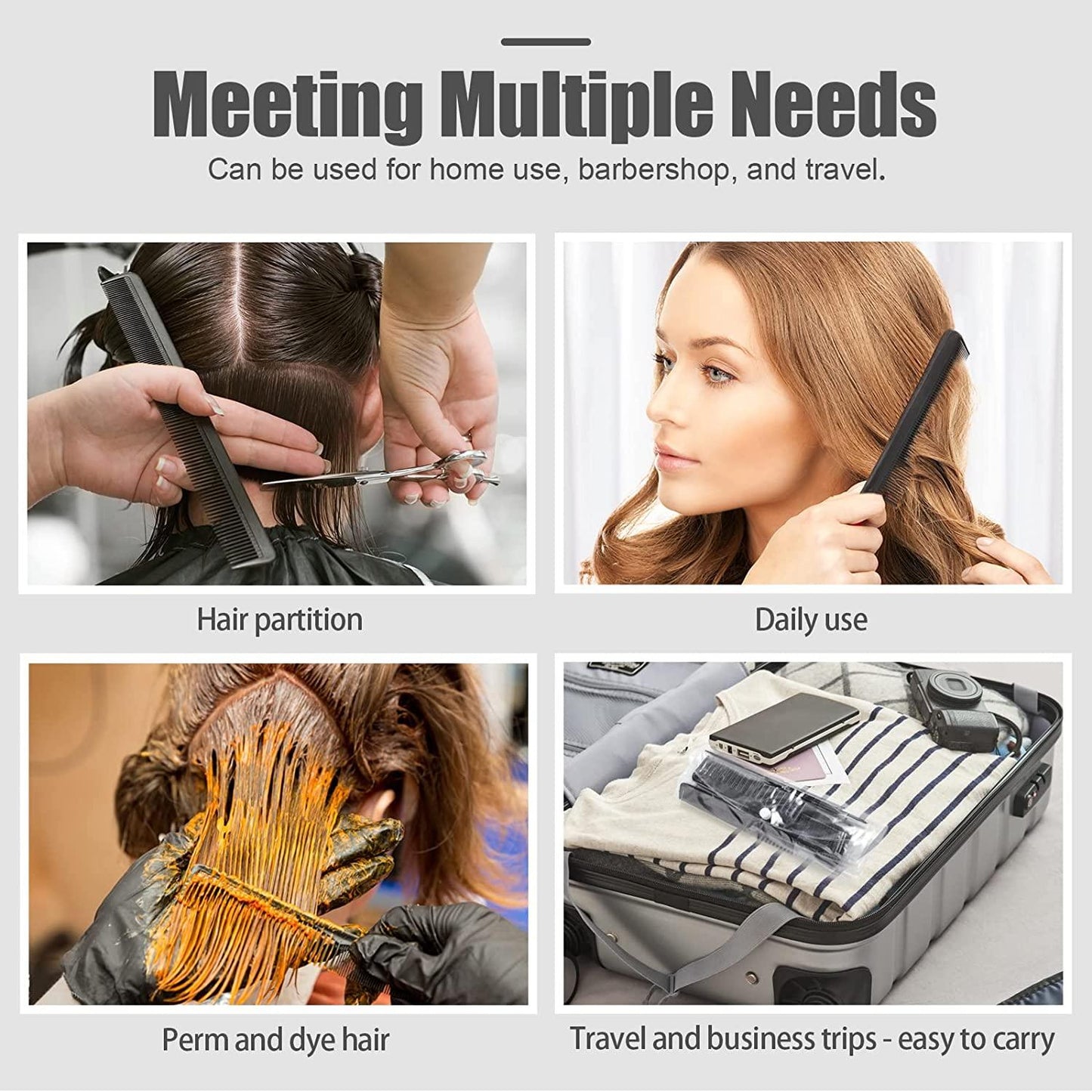 Hairdressing Combs Sets - 10 Pcs Hair Styling Comb Set Professional Black Hairdressing Brush Barbers Combs