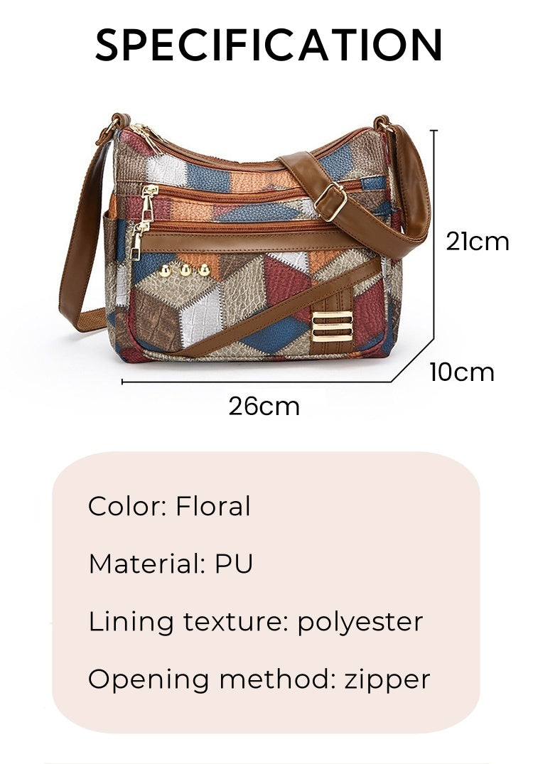 👜New Fashion PU Soft Leather Color Matching Shoulder Bag