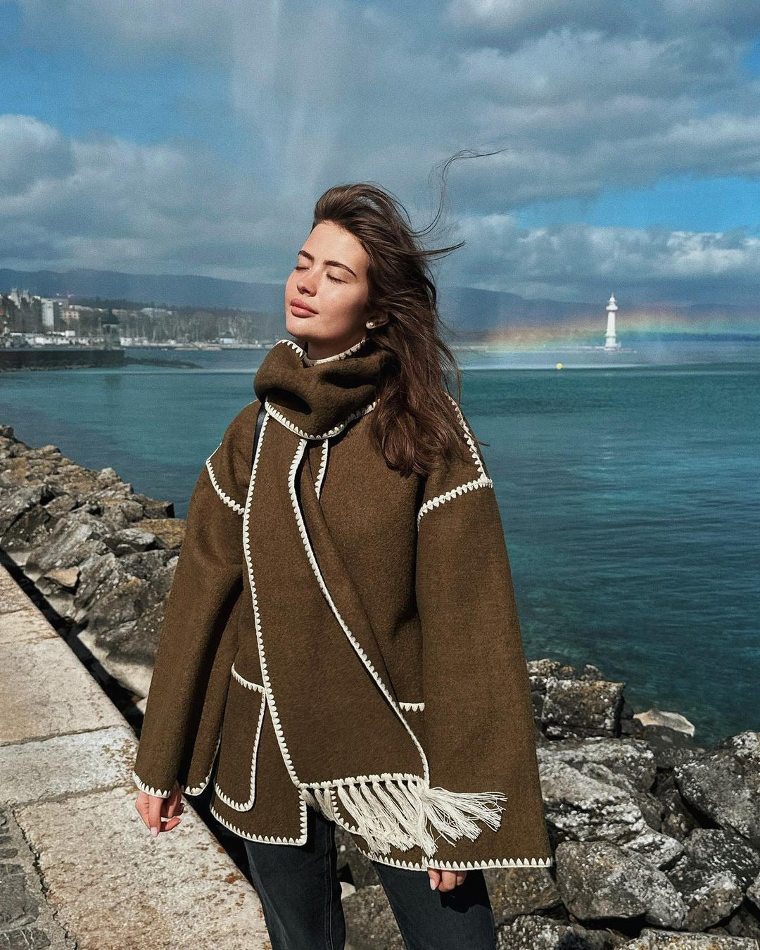 💥Hot Sale 50% OFF🔥Women’s Tassel Scarf Tweed Coat