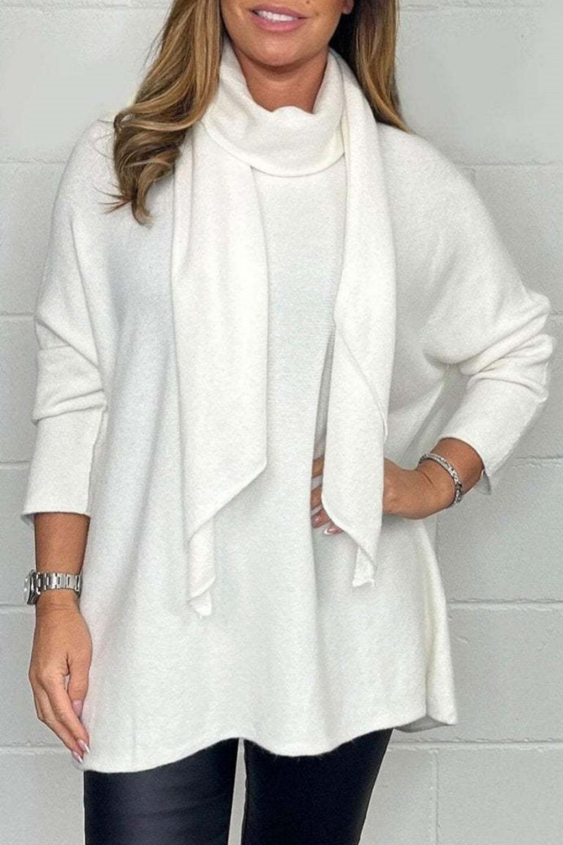 🔥HOT SALE 50% OFF🔥Casual Solid Color Basic Scarf Collar Tops