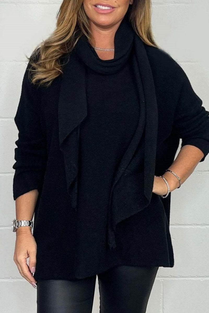🔥HOT SALE 50% OFF🔥Casual Solid Color Basic Scarf Collar Tops