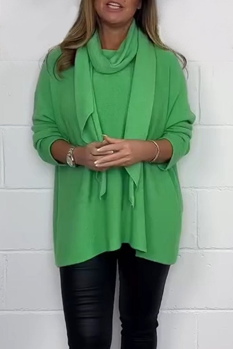 🔥HOT SALE 50% OFF🔥Casual Solid Color Basic Scarf Collar Tops