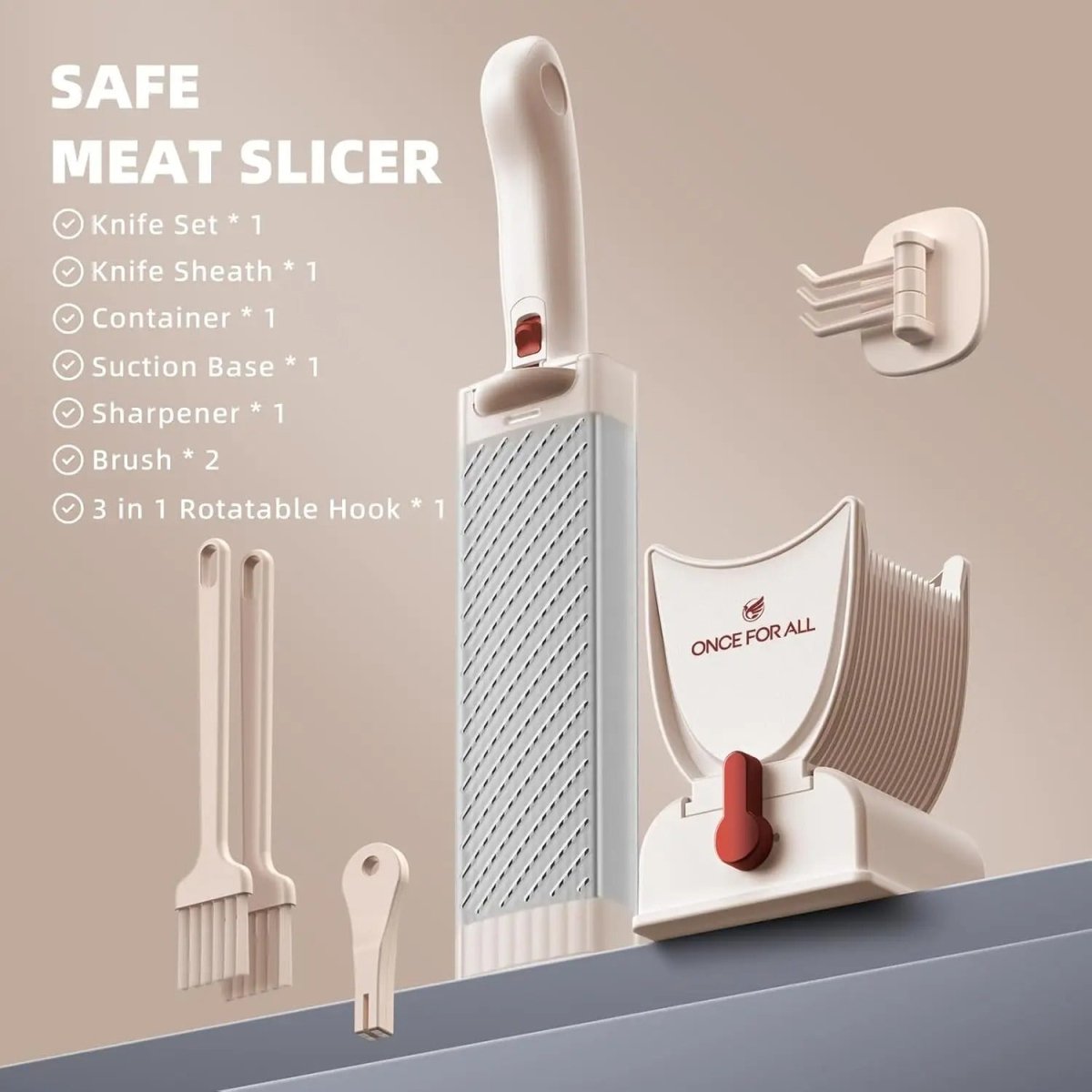 18-Blade Multifunctional Meat Slicer – Adjustable Thickness Manual Cutter for Slices, Strips, Minced & Shredded Meat