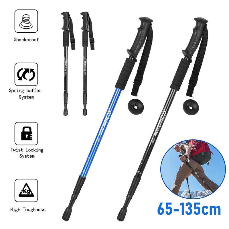 Anti-shock Walking Pole - 1 Pair Telescopic Walking Poles Sticks Extending Adjustable Antishock Hiking