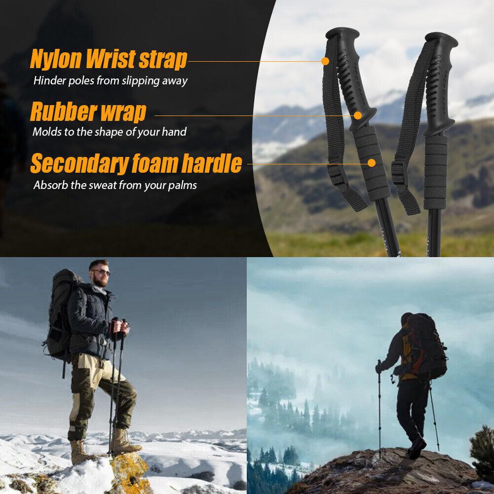 Anti-shock Walking Pole - 1 Pair Telescopic Walking Poles Sticks Extending Adjustable Antishock Hiking
